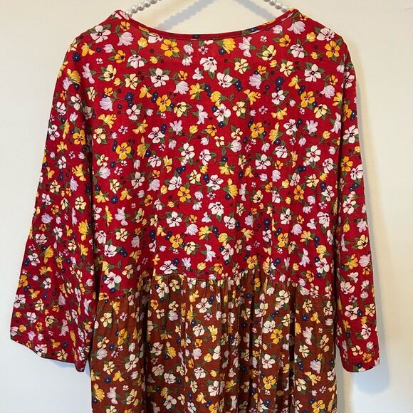 Ulla Popken Womens Sz 20/22 maxi Dress tiered peasant Lagan cottagecore boho tea - Picture 11 of 14